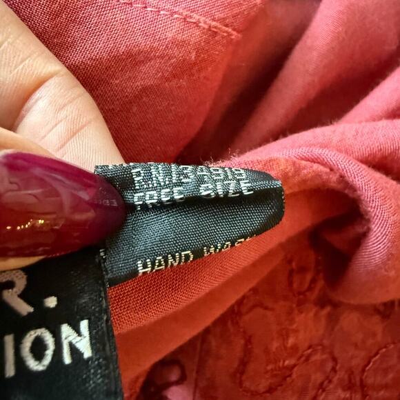 Vintage Boho Floral Embroidered Maxi Dress Pink One Size Hippie Lagenlook Artsy - Picture 10 of 12